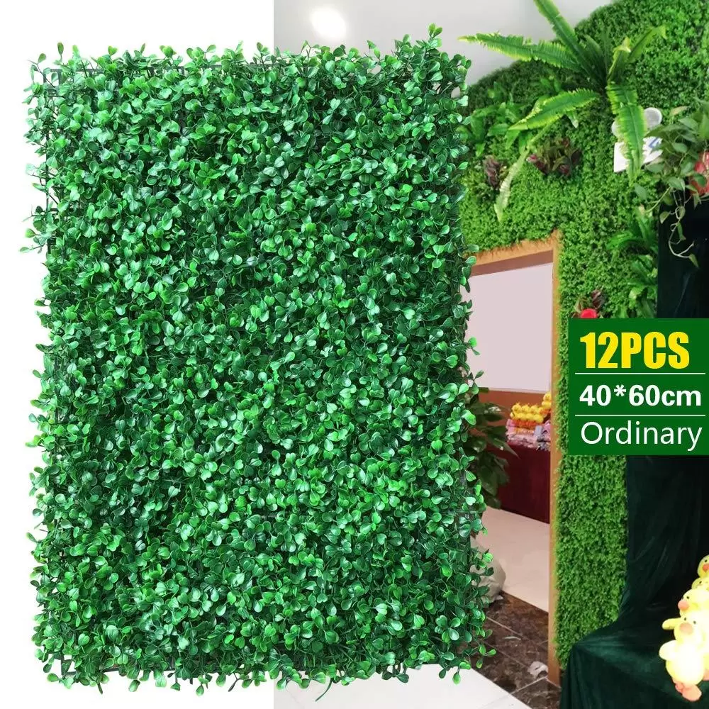 12 Pcs Artificial Hedge Hanging Plants Wall Wall Plant Mat Outdoor Decoration - 40X60cm