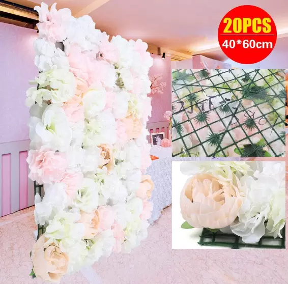 20pcs Artificial Plants Flowers Rose Wall Wedding Street Background 40*60cm