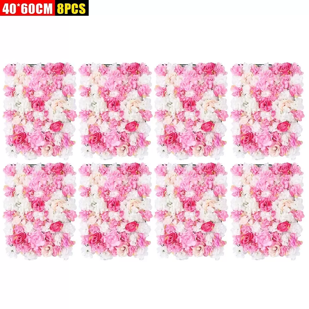 8pcs Artificial Flower Wall Panels for Garden Home Wedding Party Decoration 40x60cm