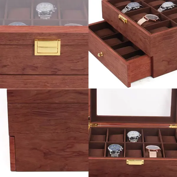 CNCEST Watch Storage Box 20 Slots with Clear Lid Wooden Watch Box for Men Women CNCEST Watch Storage Box 20 Slots with Clear Lid Wooden Watch Box for Men Women