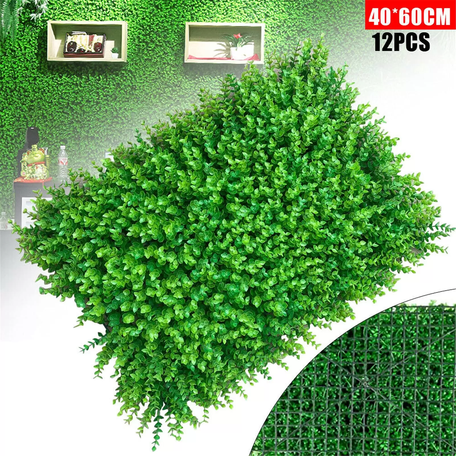 CNCEST-Pack of 12 Artificial Plant Wall Panels, 60 x 40 cm
