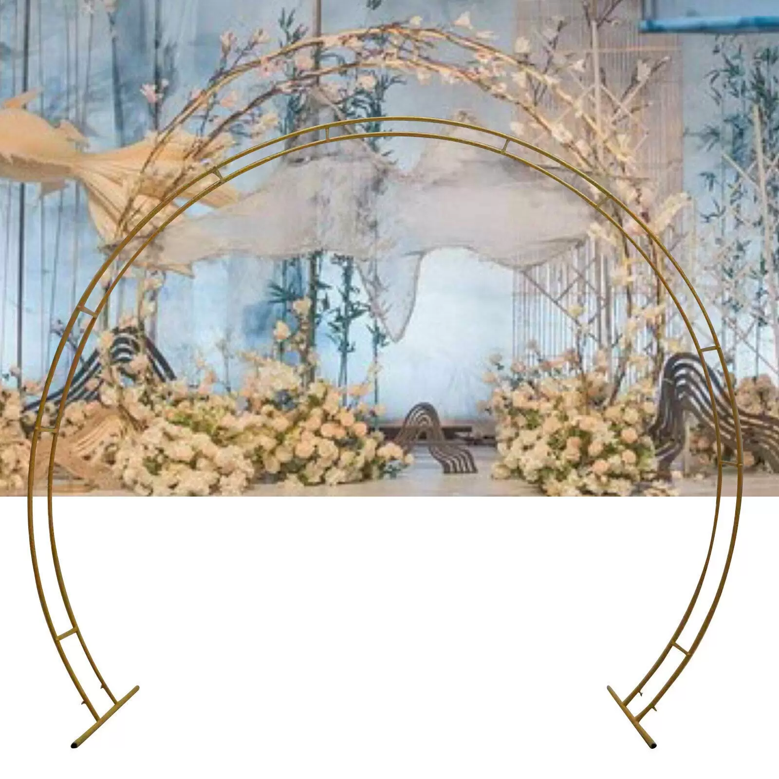 9ft Metal Wedding Arch for Balloons - Gold - for Wedding, Birthday and Graduation