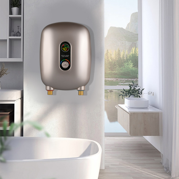 Mini Electric Water Heater Small Instant Water Heater Instantaneous Water Heater with LCD Display 6500W for Bathroom and Kitchen