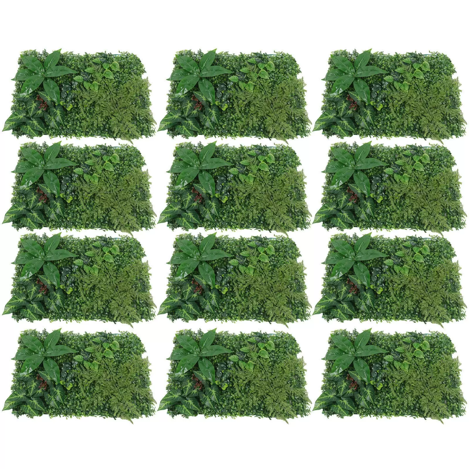 23.62"*15.74"*1.57" 12pcs Artificial Foliage Leaves for Plants Square Artificial Boxwood Grass Backdrop Panels Topiary Plant Wall