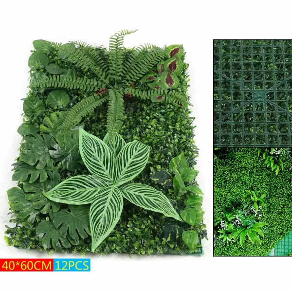 Set of 9 to 12 artificial boxwood panels - for wall decoration - 60 cm x 40 cm