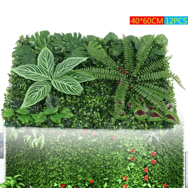 Set of 9 to 12 artificial boxwood panels - for wall decoration - 60 cm x 40 cm