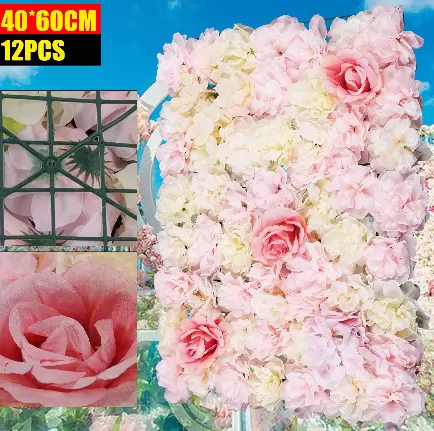 12pcs Artificial Silk Rose Flower Walls for Wedding Street Decoration