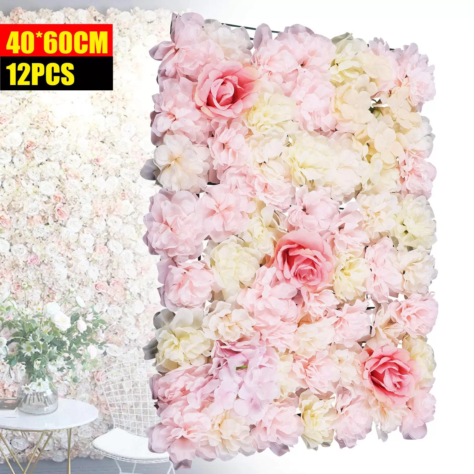 12pcs Artificial Silk Rose Flower Walls for Wedding Street Decoration
