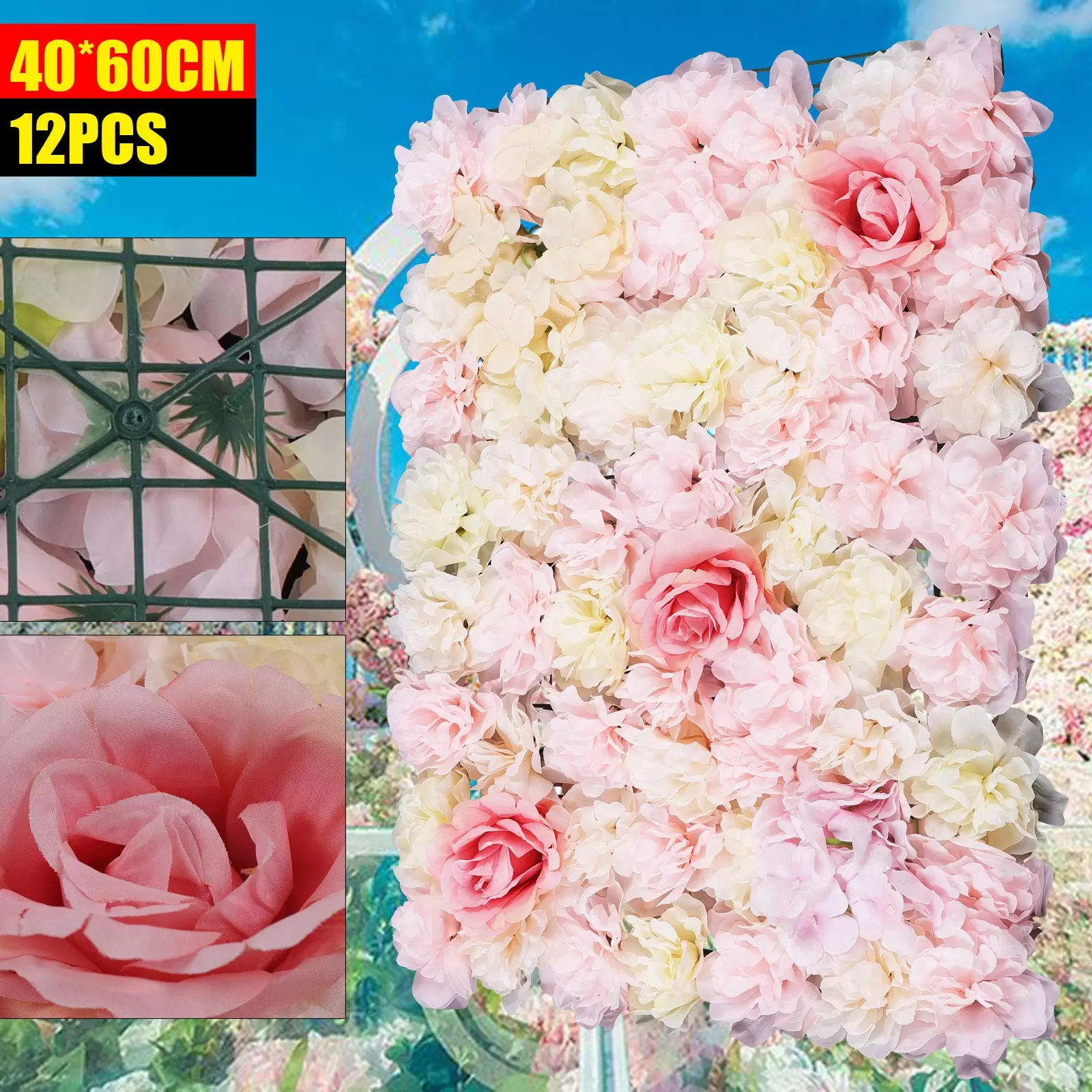 12pcs Artificial Silk Rose Flower Walls for Wedding Street Decoration 12pcs Artificial Silk Rose Flower Walls for Wedding Street Decoration
