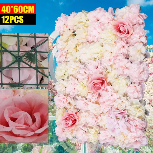 12pcs Artificial Silk Rose Flower Walls for Wedding Street Decoration