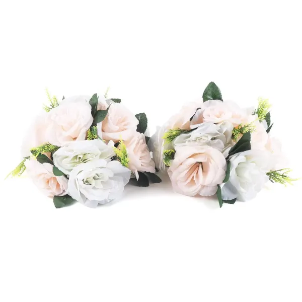 Wedding Bouquets Champagne + White Color Fake Artificial Rose Flower Wedding Holding Flowers with Rhinestones