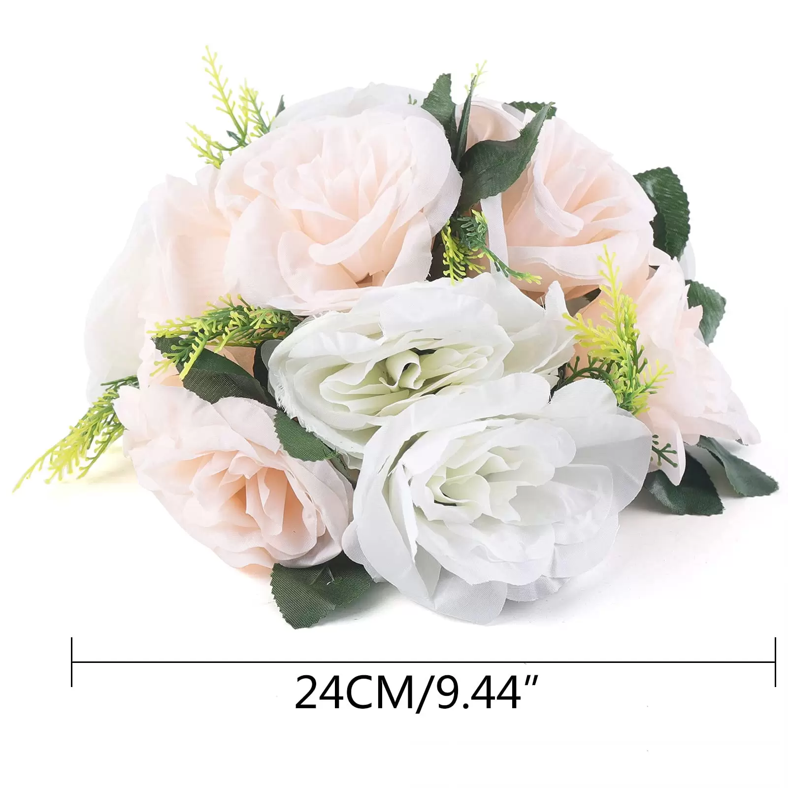 Wedding Bouquets Champagne + White Color Fake Artificial Rose Flower Wedding Holding Flowers with Rhinestones