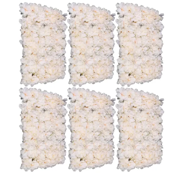6 Pcs 23.62*15.74*0.79 in Artificial Silk Flower Wall Panel Wedding Photography Venue Durable Artificial Flower Wall Silk White