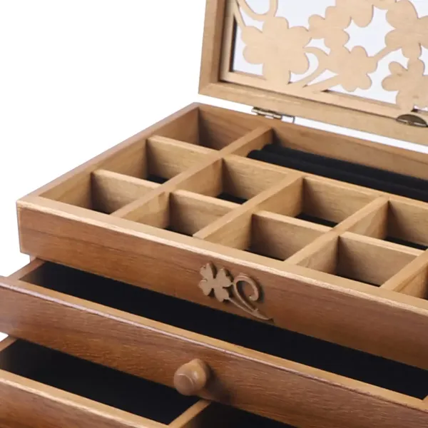 6 Layers Carved Wooden Jewelry Box for Women Brown Jewelry Box for Rings Earrings Necklace Wooden Jewellery Box Cabinet For Ring 6 Layers Carved Wooden Jewelry Box for Women Brown Jewelry Box for Rings Earrings Necklace Wooden Jewellery Box Cabinet For Ring