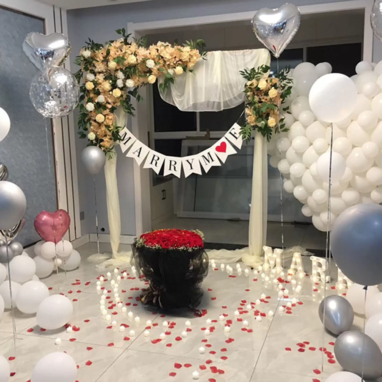 6.56*6.89 ft Iron Wedding Arch Silver Metal Balloon Arch Removable Round Balloon Arch with Base for Wedding Party Event 6.56*6.89 ft Iron Wedding Arch Silver Metal Balloon Arch Removable Round Balloon Arch with Base for Wedding Party Event