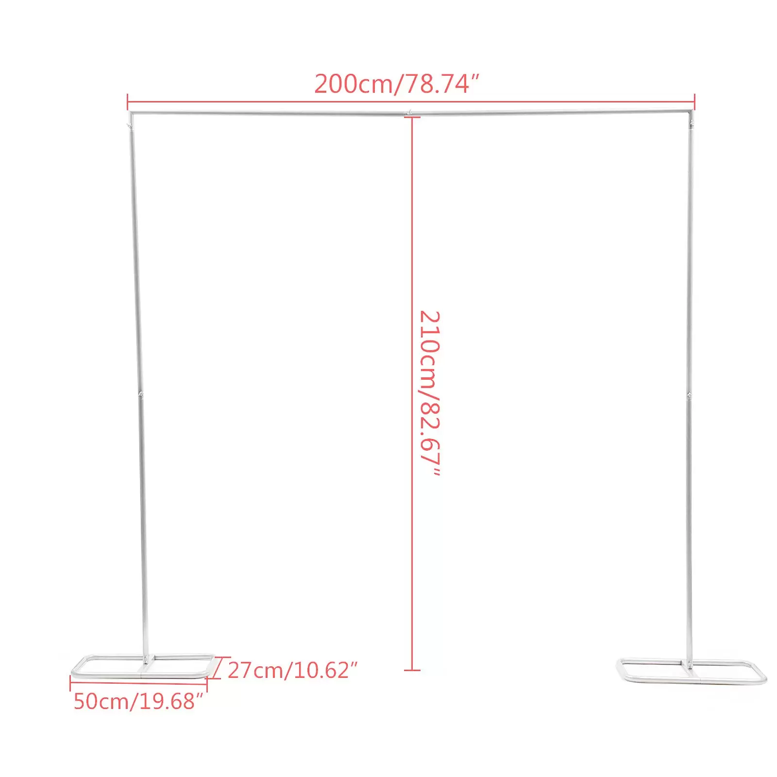 6.56*6.89 ft Iron Wedding Arch Silver Metal Balloon Arch Removable Round Balloon Arch with Base for Wedding Party Event