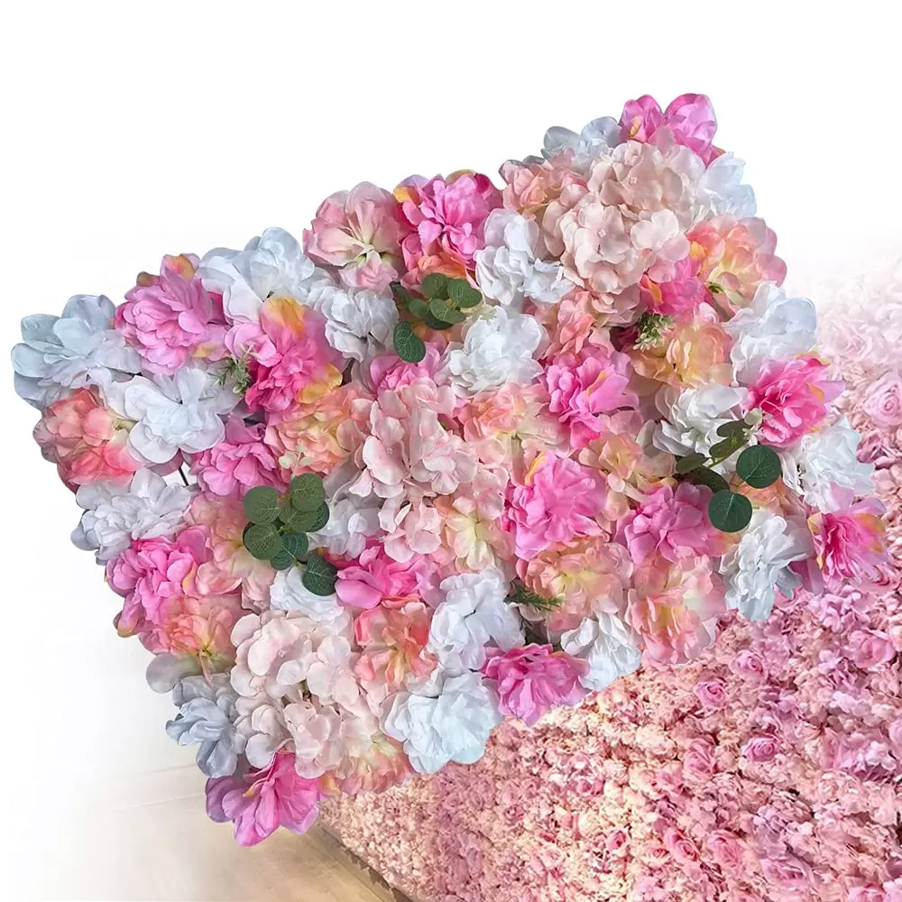 CNCEST 6 Pieces Plant Flower Wall Pink Purple Dahlia + Hydrangea + DIY Wedding Road Backdrop