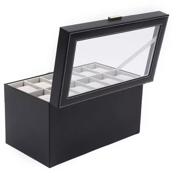 3 Tier Jewelry Box with Glass Lid - Black - Jewelry Box - Glasses Box - Large Capacity - Gift 3 Tier Jewelry Box with Glass Lid - Black - Jewelry Box - Glasses Box - Large Capacity - Gift