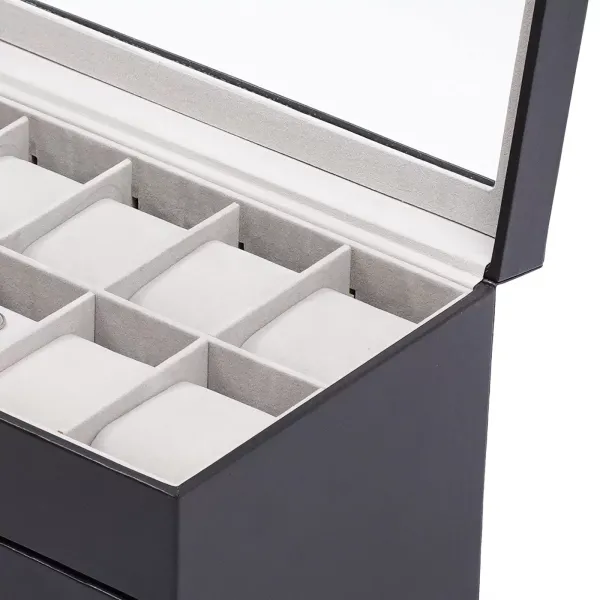 3 Tier Jewelry Box with Glass Lid - Black - Jewelry Box - Glasses Box - Large Capacity - Gift 3 Tier Jewelry Box with Glass Lid - Black - Jewelry Box - Glasses Box - Large Capacity - Gift