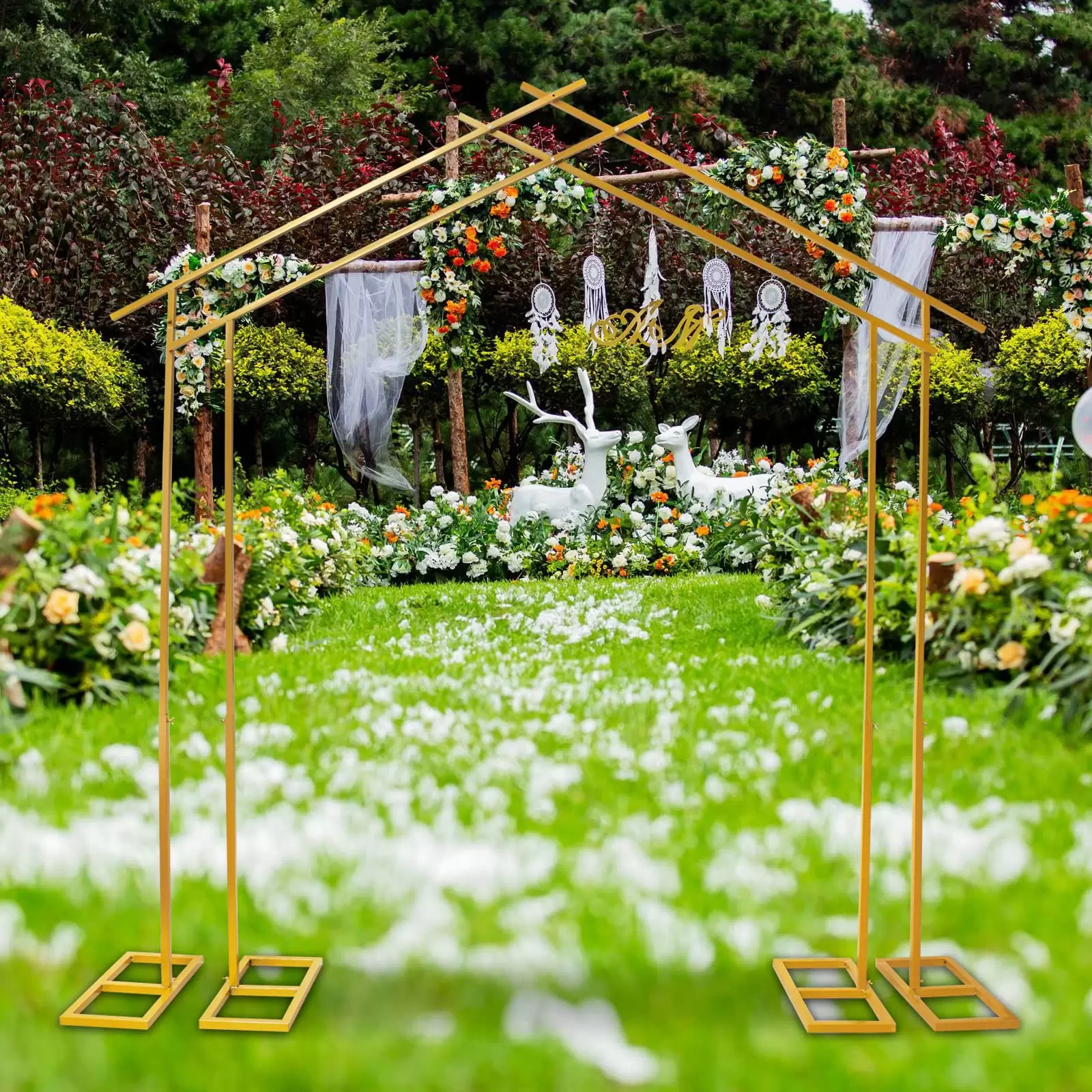Gold Metal Wedding Arch Stable and Durable Wedding Arch Metal Garden Arbor Backdrop Stand For Wedding Ceremonies Parties Events Gold Metal Wedding Arch Stable and Durable Wedding Arch Metal Garden Arbor Backdrop Stand For Wedding Ceremonies Parties Events