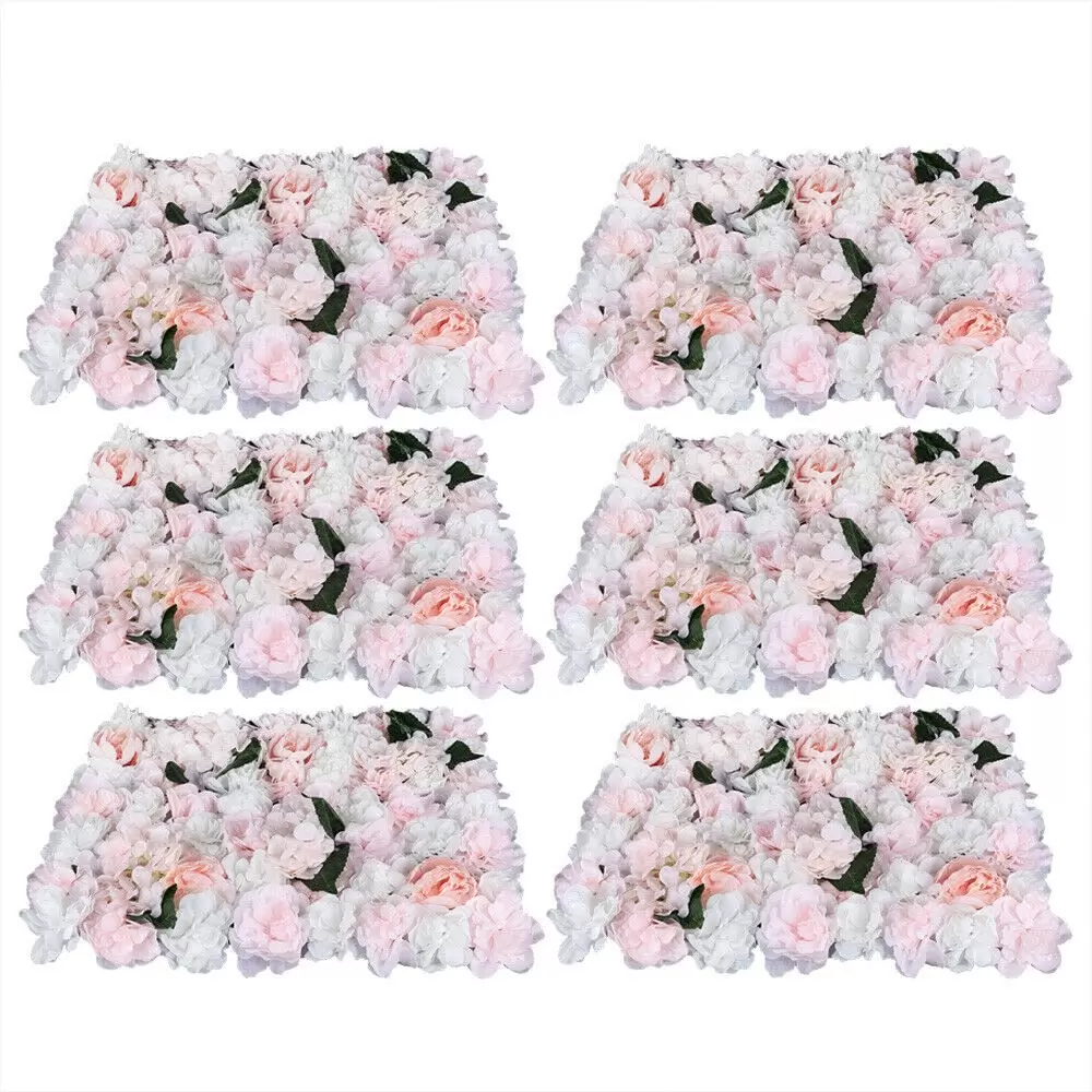 6Pcs 15.75"*23.62"*0.79"Artificial Flower Wall Panels Flower Wall Mat Silk Flower Panels for Outdoor Garden Backyard Fence