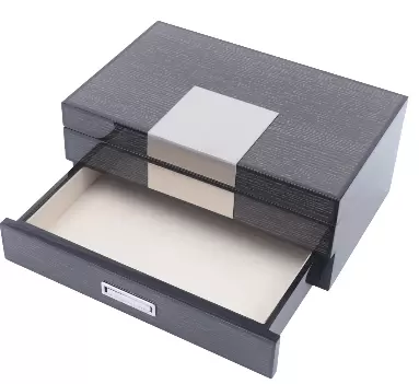 CNCEST Rustic Wooden Jewelry Box 2 Tiers with Mirror for Rings, Earrings, Necklace