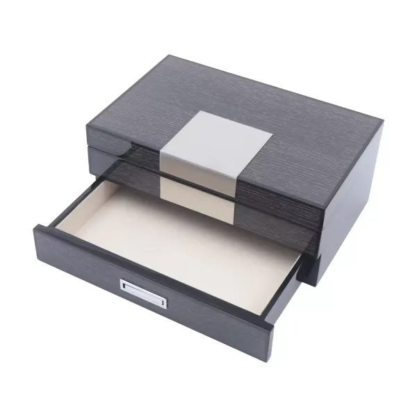 CNCEST Rustic Wooden Jewelry Box 2 Tiers with Mirror for Rings, Earrings, Necklace