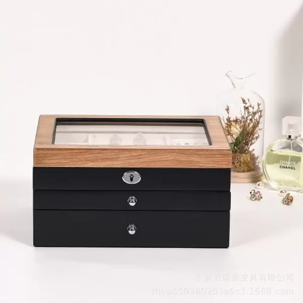 3 Layer Wooden Watch Box - Travel Jewelry Box - Jewelry Box
