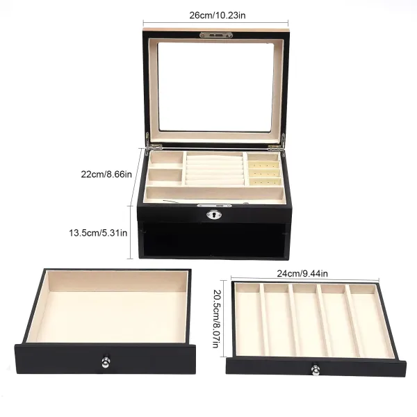 3 Layer Wooden Watch Box - Travel Jewelry Box - Jewelry Box