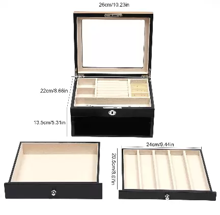 3 Layer Wooden Watch Box - Travel Jewelry Box - Jewelry Box
