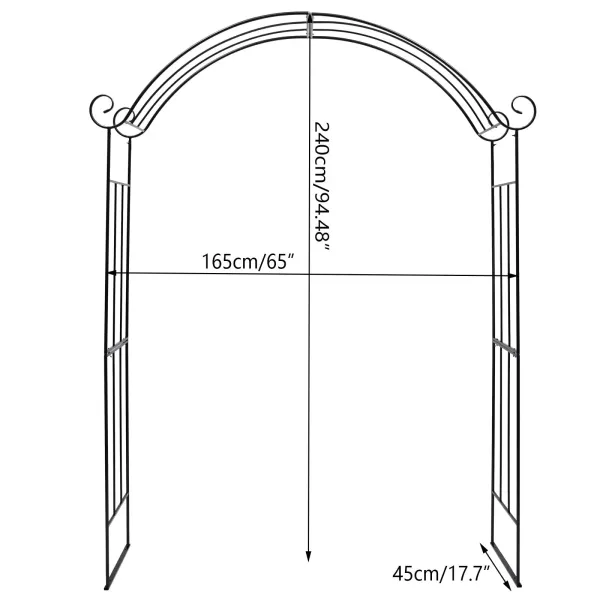 165*45*240cm metal garden arch wedding arbor party arch deco rose arch slide