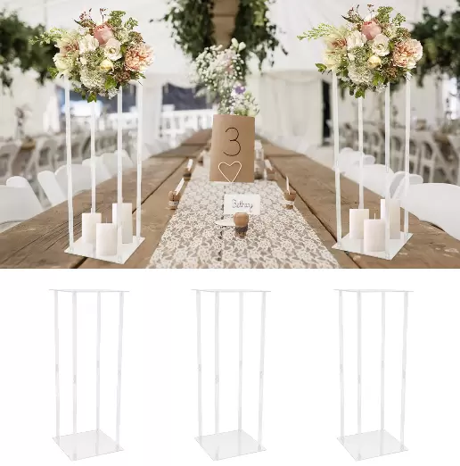3pcs Adjustable Clear Acrylic Flower Stands, Load Capacity: 10kg, Wedding, Anniversary, Birthday Party
