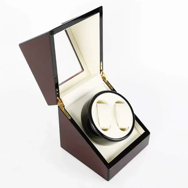 CNCEST 2 Watches Automatic Watch Winder with Quiet Movement and Battery for Wooden Automatic Watches