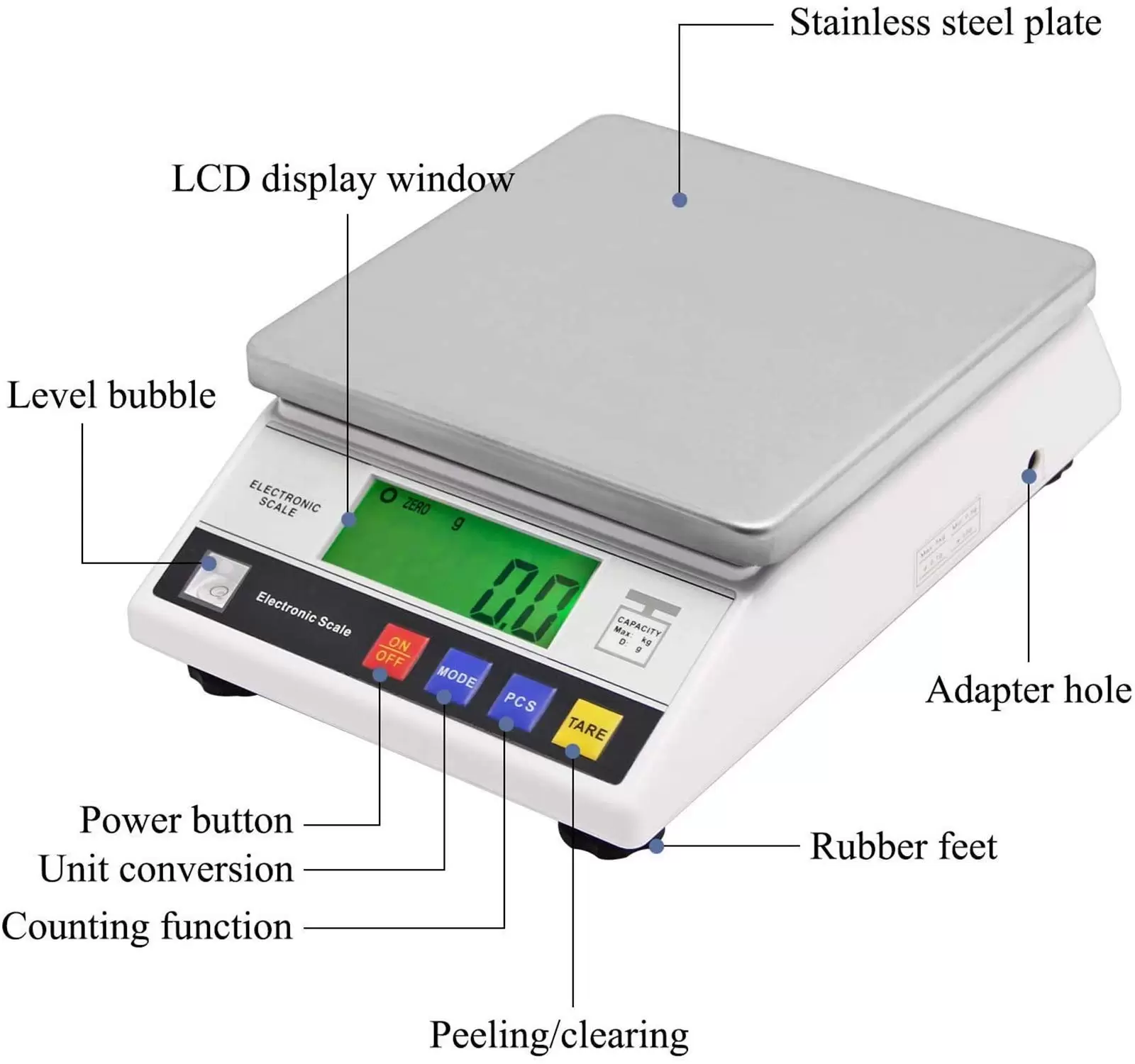 Tabletop Digital Scale with LCD Display Digital Scale Kitchen Scale Stainless Steel Market Scale
