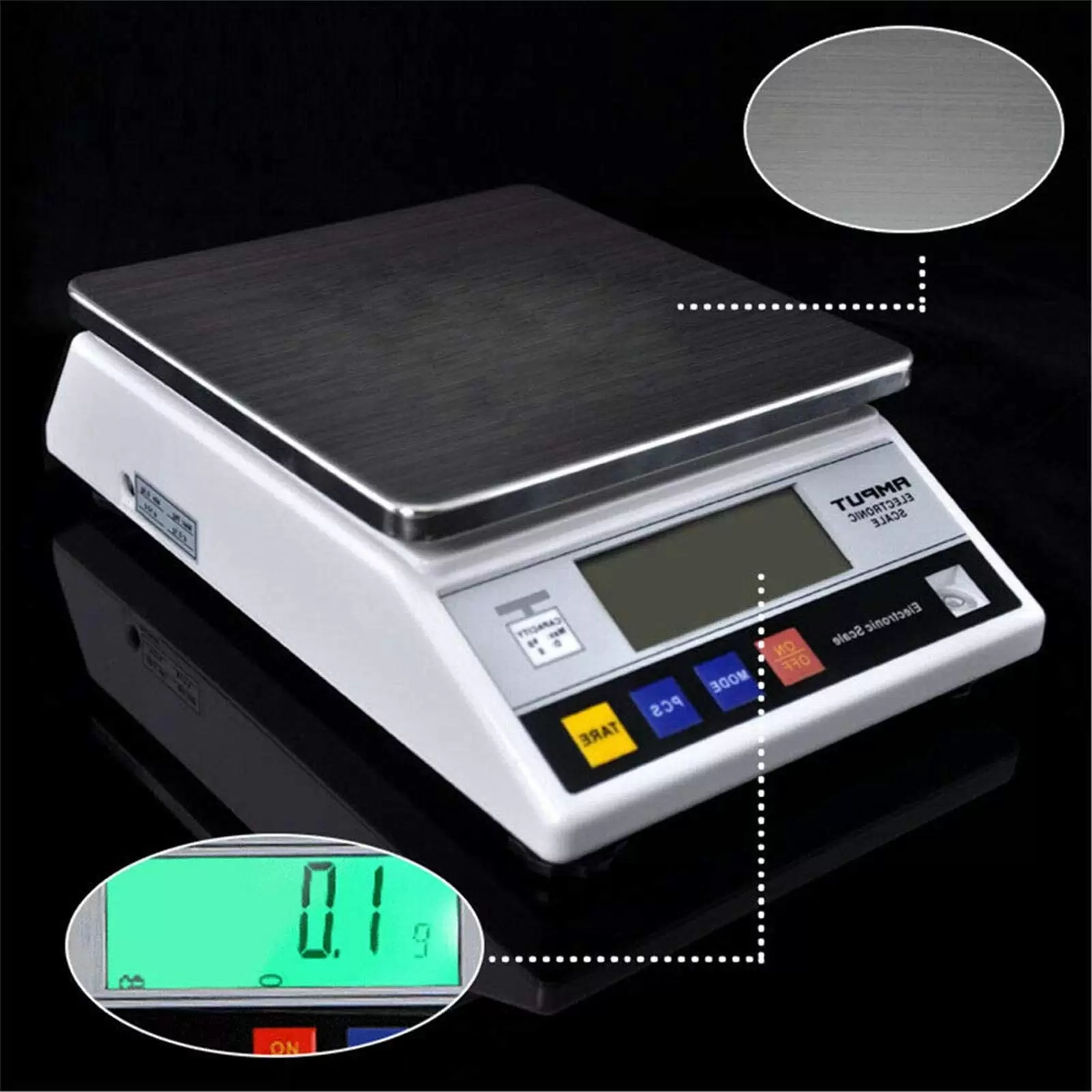 Tabletop Digital Scale with LCD Display Digital Scale Kitchen Scale Stainless Steel Market Scale