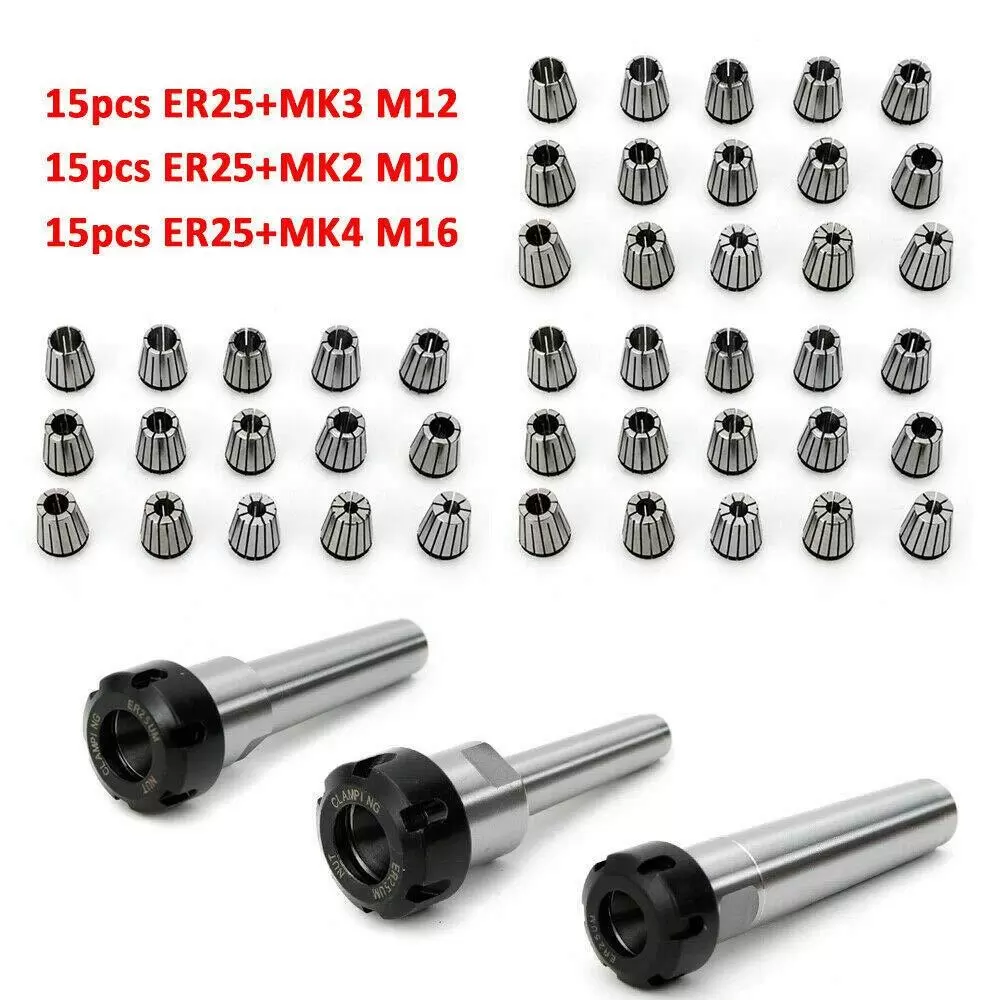 15pcs Collet Collet Set - Clamping Range 2-16mm - MK4 M16 ER25 15pcs Collet Collet Set - Clamping Range 2-16mm - MK4 M16 ER25