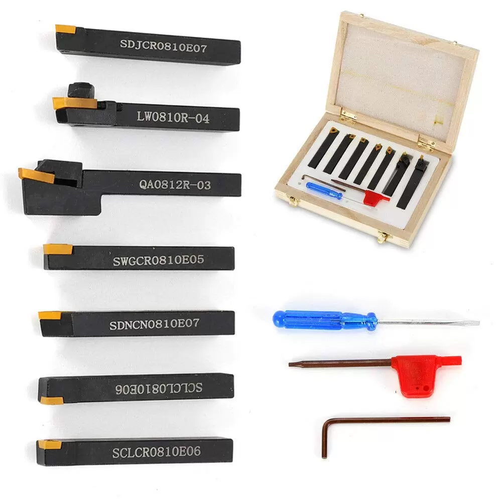 7 Piece 8mm Steel Turning Kit with Stainless Steel Clamp Bracket