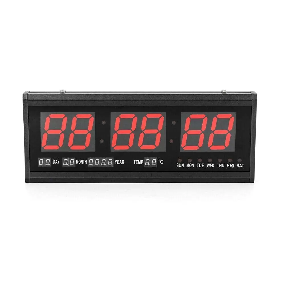 Digital wall clock Oversized digital electronic clock, red has temperature display