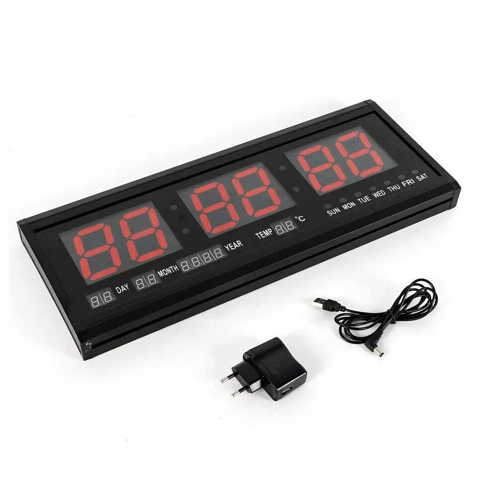 Digital wall clock Oversized digital electronic clock, red has temperature display Digital wall clock Oversized digital electronic clock, red has temperature display