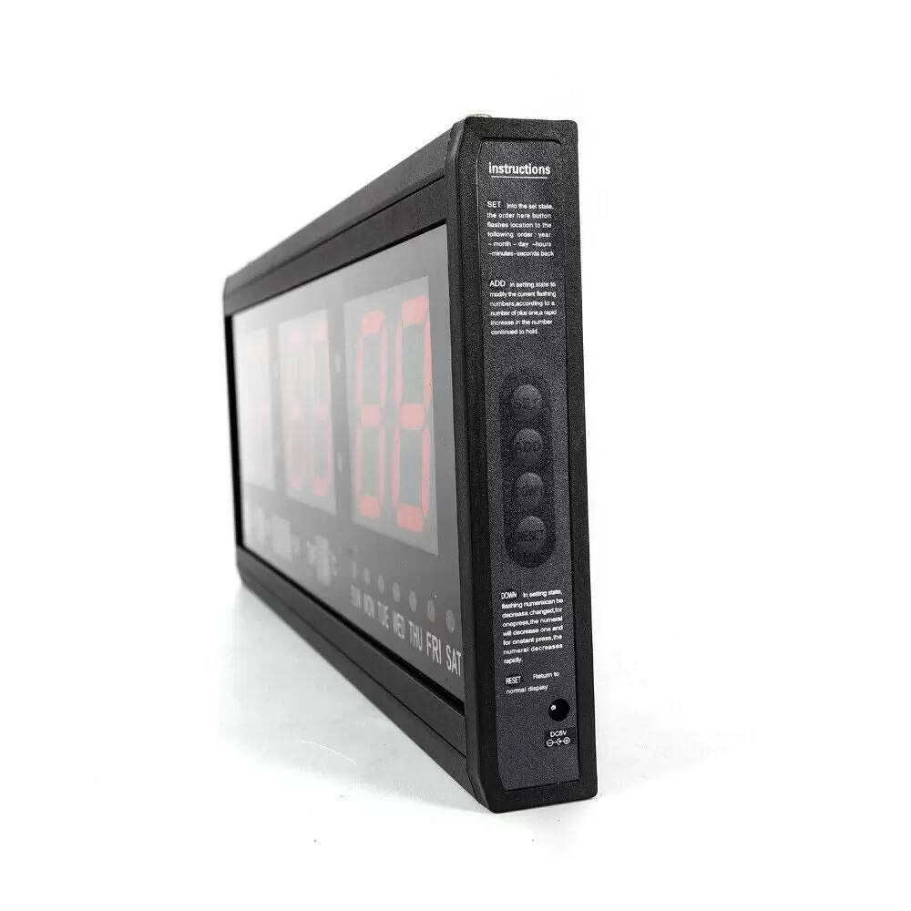 Digital wall clock Oversized digital electronic clock, red has temperature display Digital wall clock Oversized digital electronic clock, red has temperature display