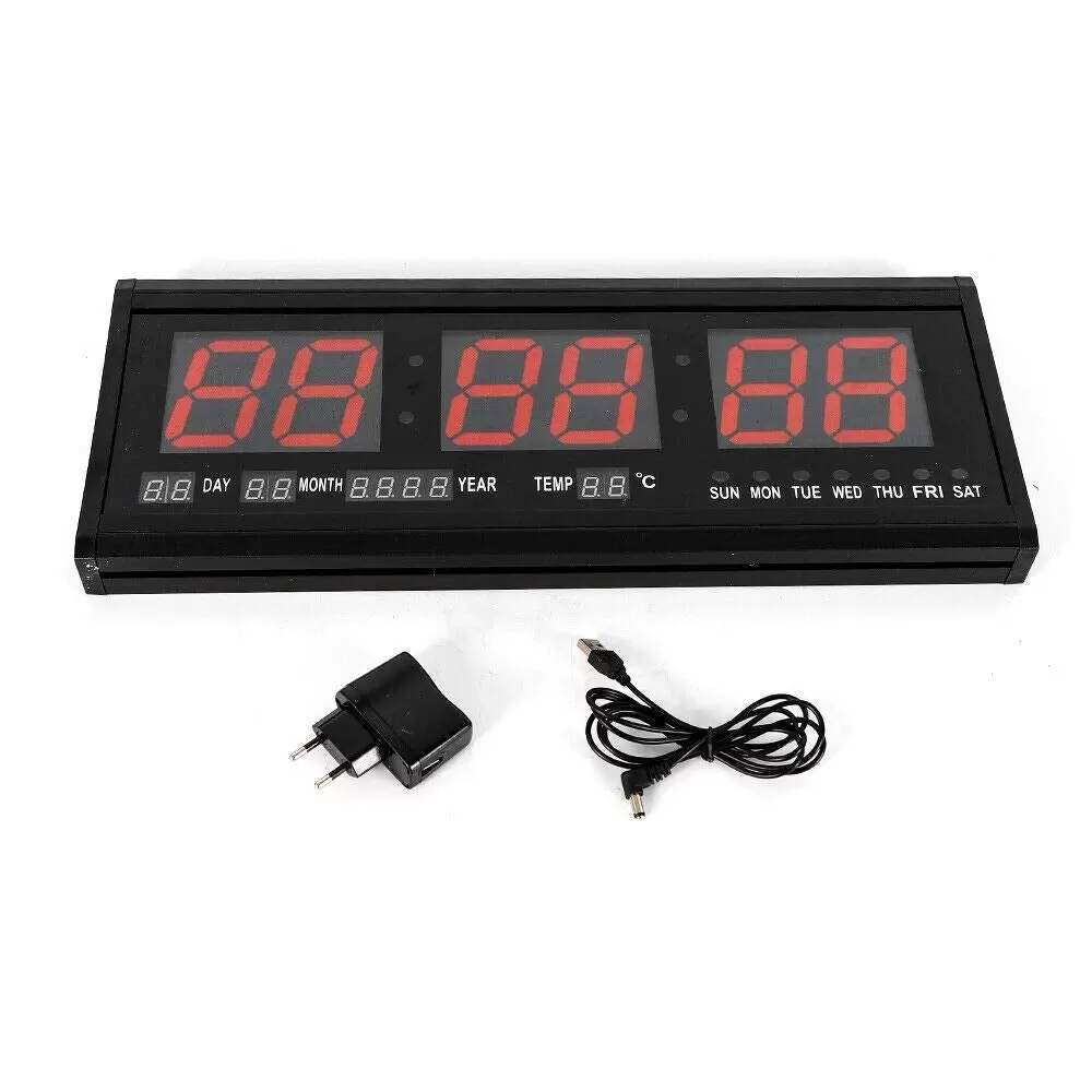 Digital wall clock Oversized digital electronic clock, red has temperature display Digital wall clock Oversized digital electronic clock, red has temperature display