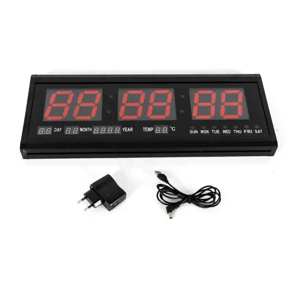 Digital wall clock Oversized digital electronic clock, red has temperature display