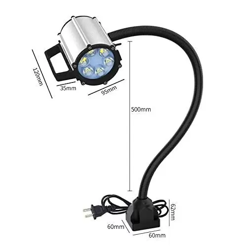 Flexible Gooseneck Lamp, 5W LED Lathe Lamp Work Light Machine Lamp Waterproof Arm Lamp, with Fixed Base