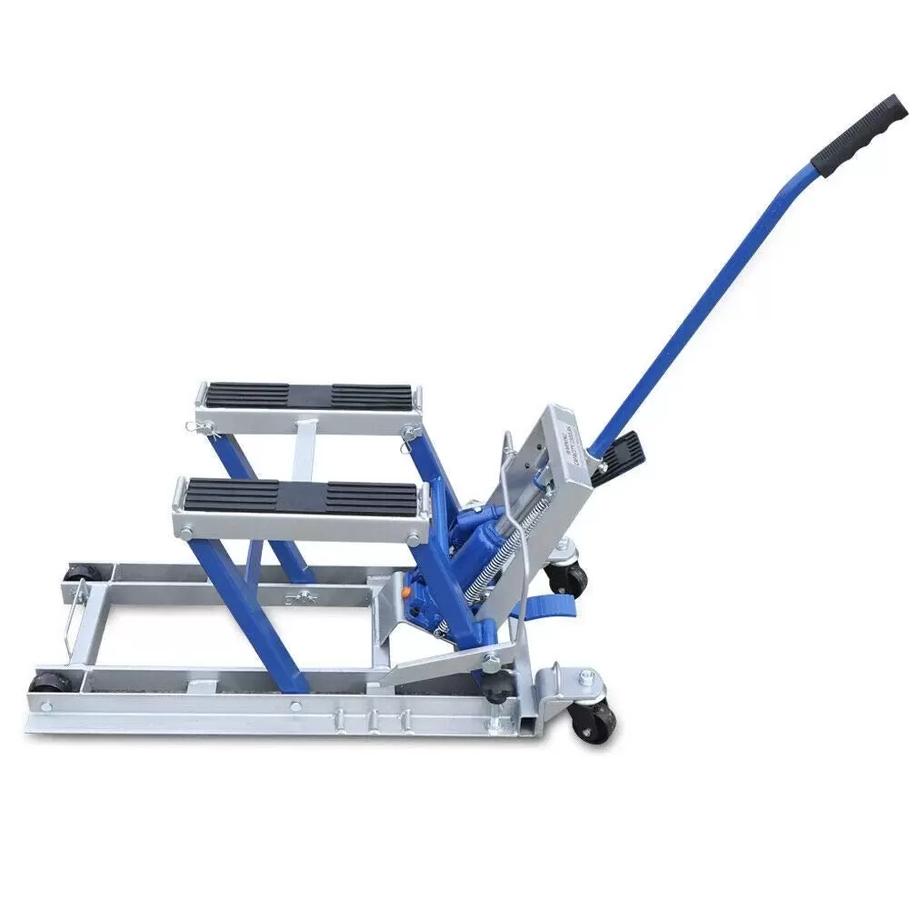 Motorcycle Hydraulic Repair Stand Motorcycle Hydraulic Lift Stand 680kg with Hydraulic Lift Pedal for Workshop Use In The Garage Blue Motorcycle Hydraulic Repair Stand Motorcycle Hydraulic Lift Stand 680kg with Hydraulic Lift Pedal for Workshop Use In The Garage Blue