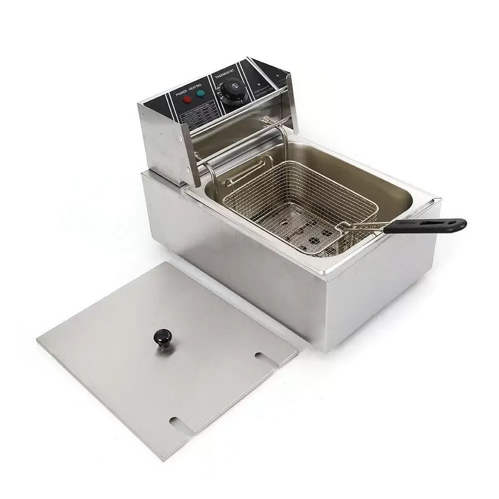 Electric Fryers 2500 W In Stainless Steel 6L For Catering Restaurants, Supermarket Snack Bars And Home