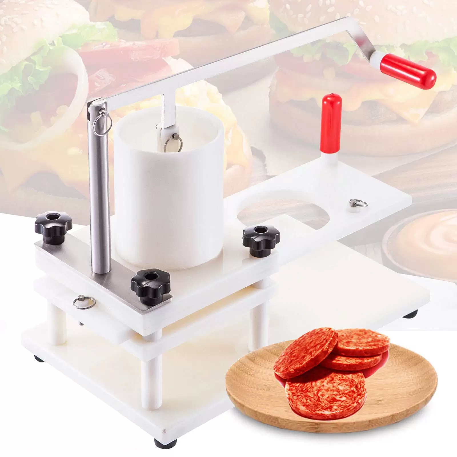 Home Commercial Hamburger Press Manual PE Modeling Machine Beef Patty Maker Heavy Duty Food-Grade Stainless Steel Bowl Burger Home Commercial Hamburger Press Manual PE Modeling Machine Beef Patty Maker Heavy Duty Food-Grade Stainless Steel Bowl Burger