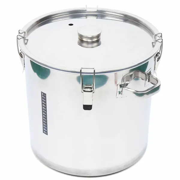 36L Fermentation Bucket Portable Stainless Steel Fermentation Bucket with Exhaust for Fermentation  Temperature Bar Thick Bottom Silver Color