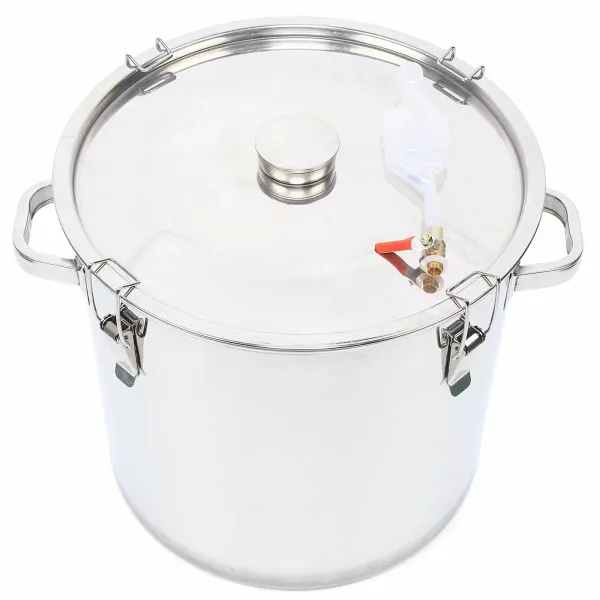 36L Fermentation Bucket Portable Stainless Steel Fermentation Bucket with Exhaust for Fermentation Temperature Bar Thick Bottom Silver Color 36L Fermentation Bucket Portable Stainless Steel Fermentation Bucket with Exhaust for Fermentation Temperature Bar Thick Bottom Silver Color