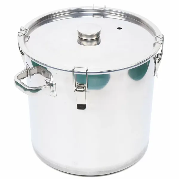 36L Fermentation Bucket Portable Stainless Steel Fermentation Bucket with Exhaust for Fermentation  Temperature Bar Thick Bottom Silver Color