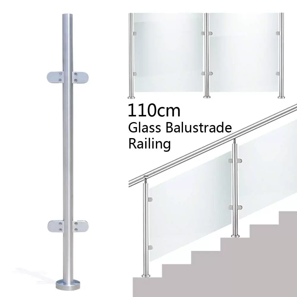 316 Stainless Steel Railing Post 110cm Premium Fence with Glass Clamps Applicable 8-12mm
